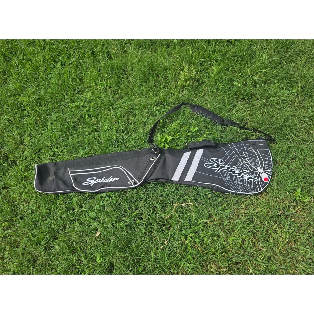Spider Billiards Pool Cue Soft Carrying Case Black White Web  Shoulder Bag